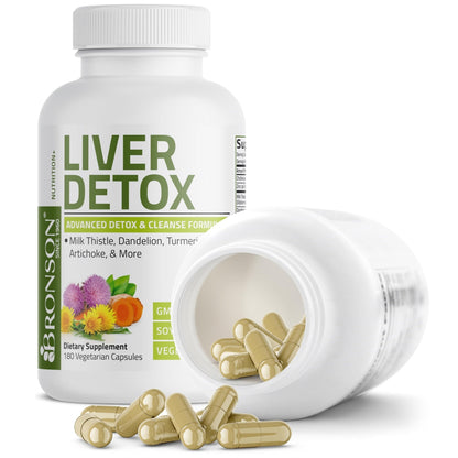 Bronson Liver Detox Advanced Detox & Cleansing Formula Supports Health Liver Function with Milk Thistle, Dandelion Extract, Turmeric, Artichoke Leaf & More, Non-GMO, 60 Vegetarian Capsules - PrimeBioHealth - canada supplements
