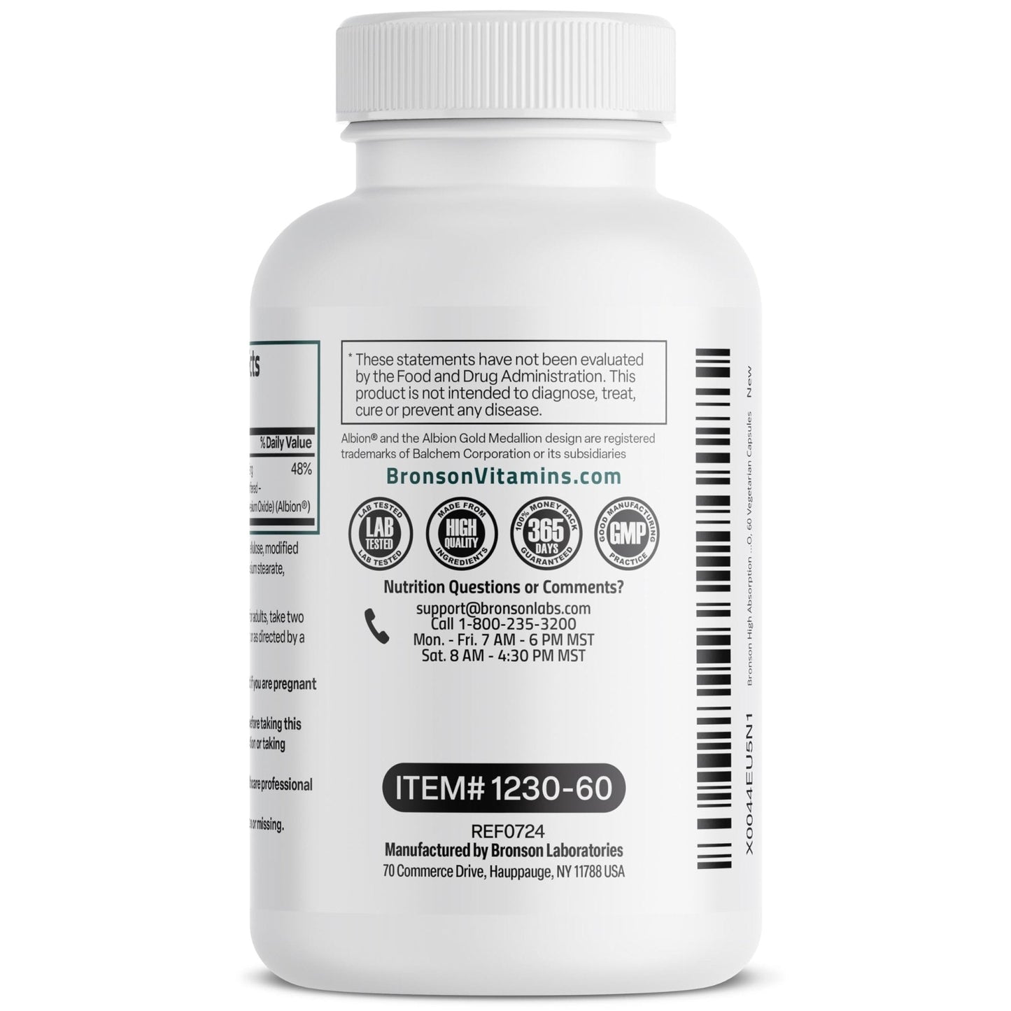 Bronson Magnesium Glycinate 200 MG per Serving Chelated for High Absorption, Gentle On Stomach, Non-GMO, 60 Vegetarian Capsules - PrimeBioHealth - canada supplements