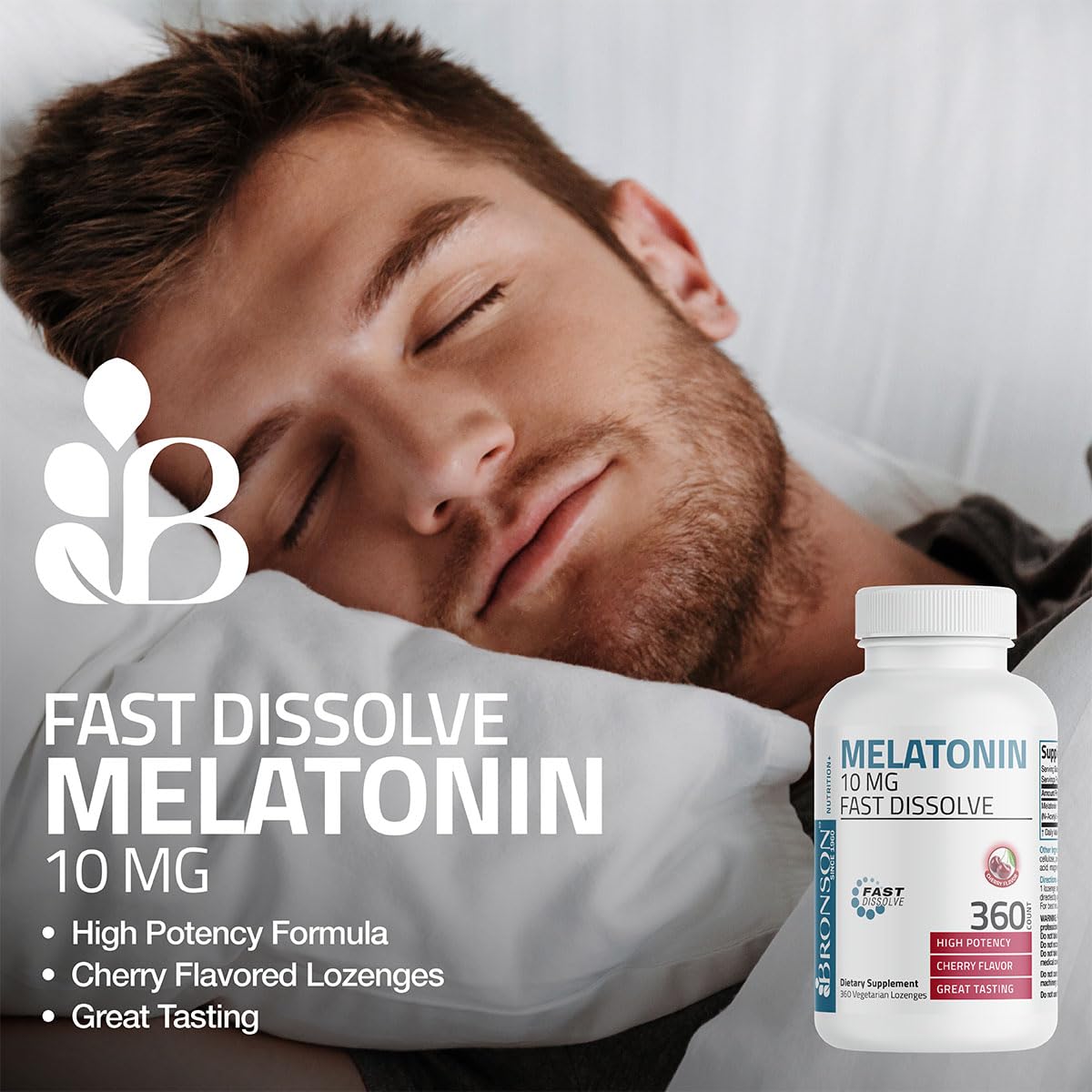 Bronson Melatonin 10mg Fast Dissolve Cherry Flavored Tablets Vegetarian Chewable Lozenges, 360 Count - PrimeBioHealth - canada supplements