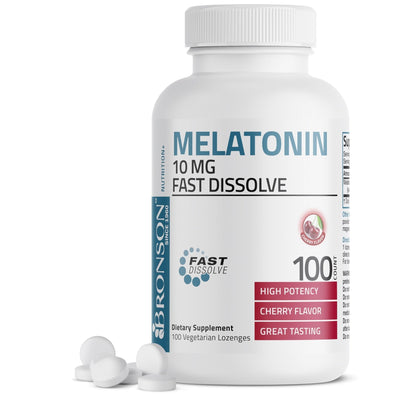 Bronson Melatonin 10mg Fast Dissolve Cherry Flavored Tablets Vegetarian Chewable Lozenges, 360 Count - PrimeBioHealth - canada supplements
