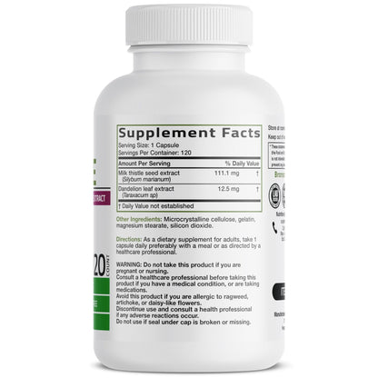 Bronson Milk Thistle Silymarin Marianum & Dandelion Extract Liver Health Support, Antioxidant Support, Detox, 120 Capsules - PrimeBioHealth - canada supplements
