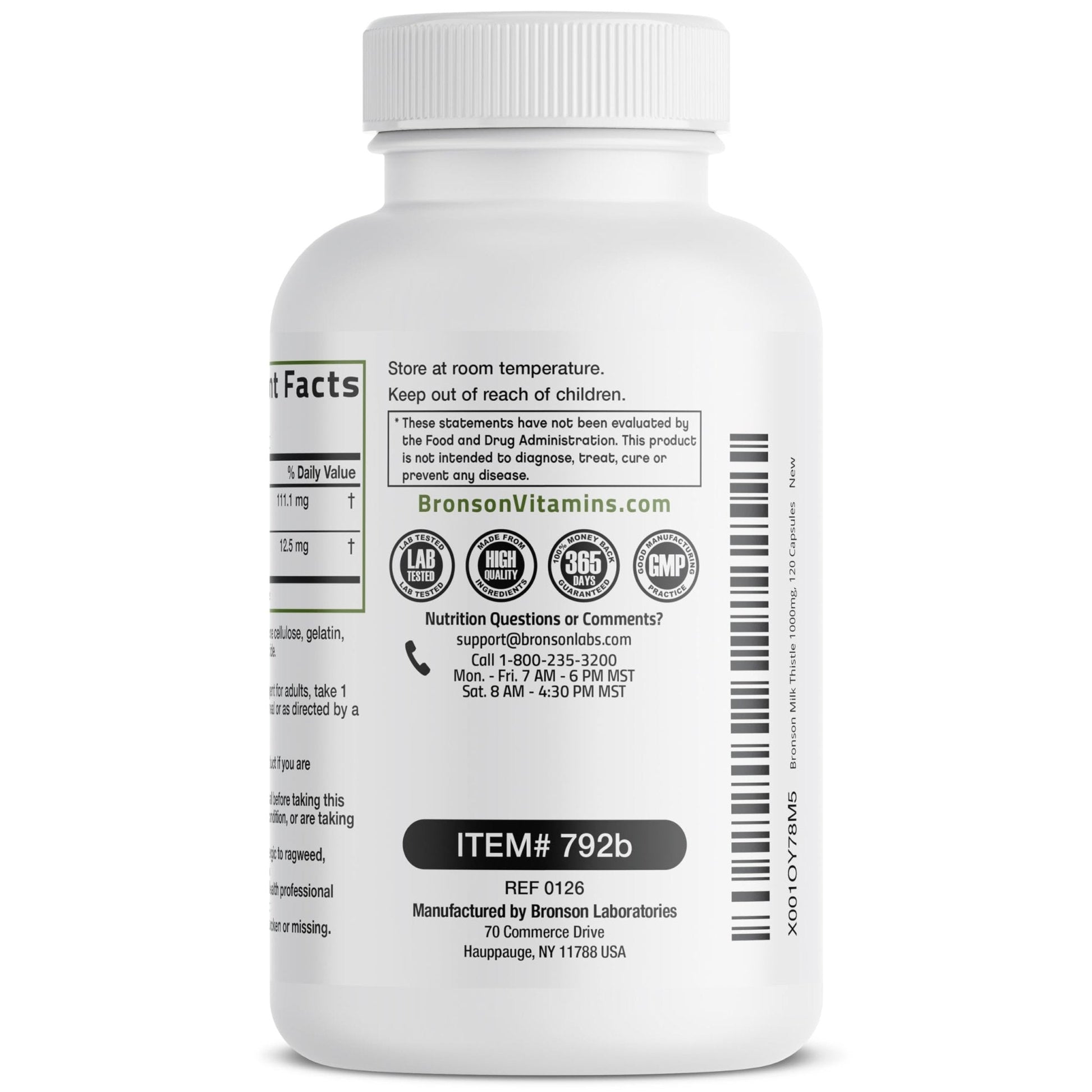 Bronson Milk Thistle Silymarin Marianum & Dandelion Extract Liver Health Support, Antioxidant Support, Detox, 120 Capsules - PrimeBioHealth - canada supplements