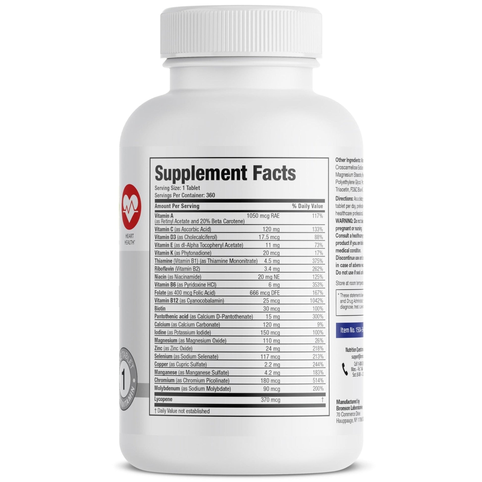 Bronson ONE Daily Mens 50+ Complete Multivitamin Multimineral, 180 Tablets - PrimeBioHealth - canada supplements