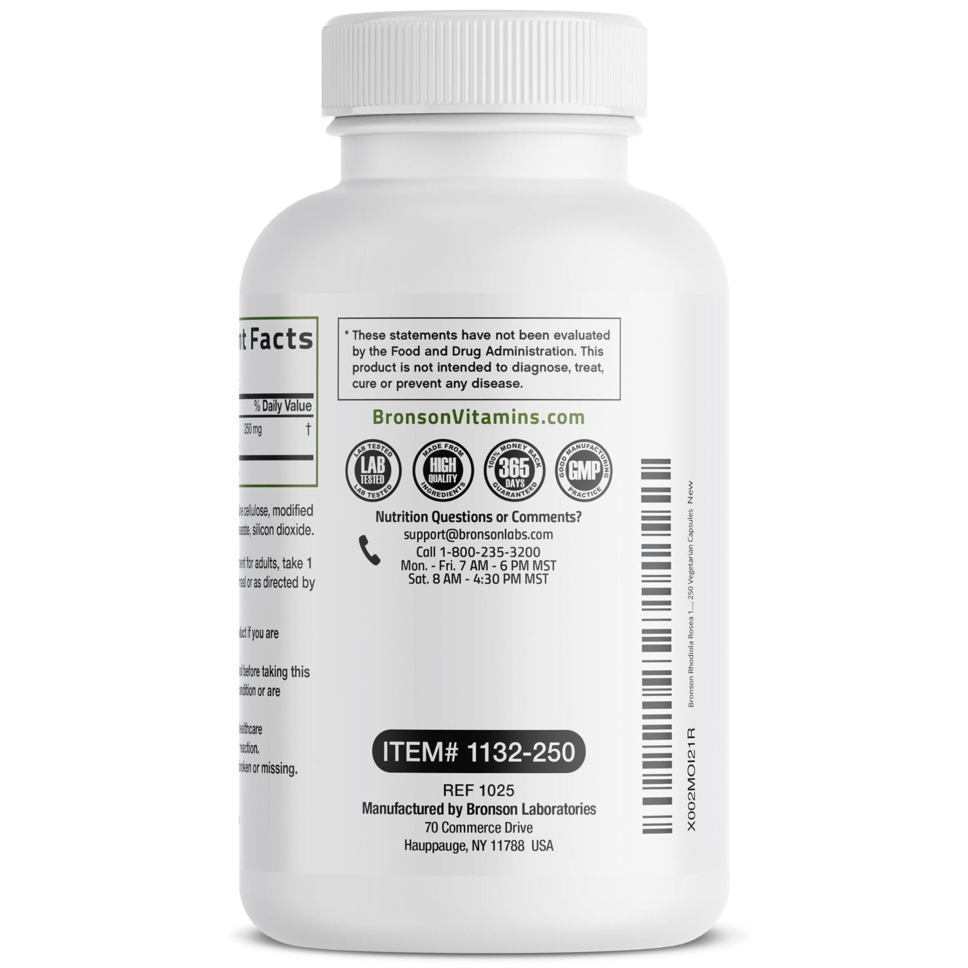 Bronson Rhodiola Rosea Vegetarian Capsules - Adaptogenic Herb - Brain, Stress & Mood Support - Non-GMO, 60 Count - PrimeBioHealth - canada supplements