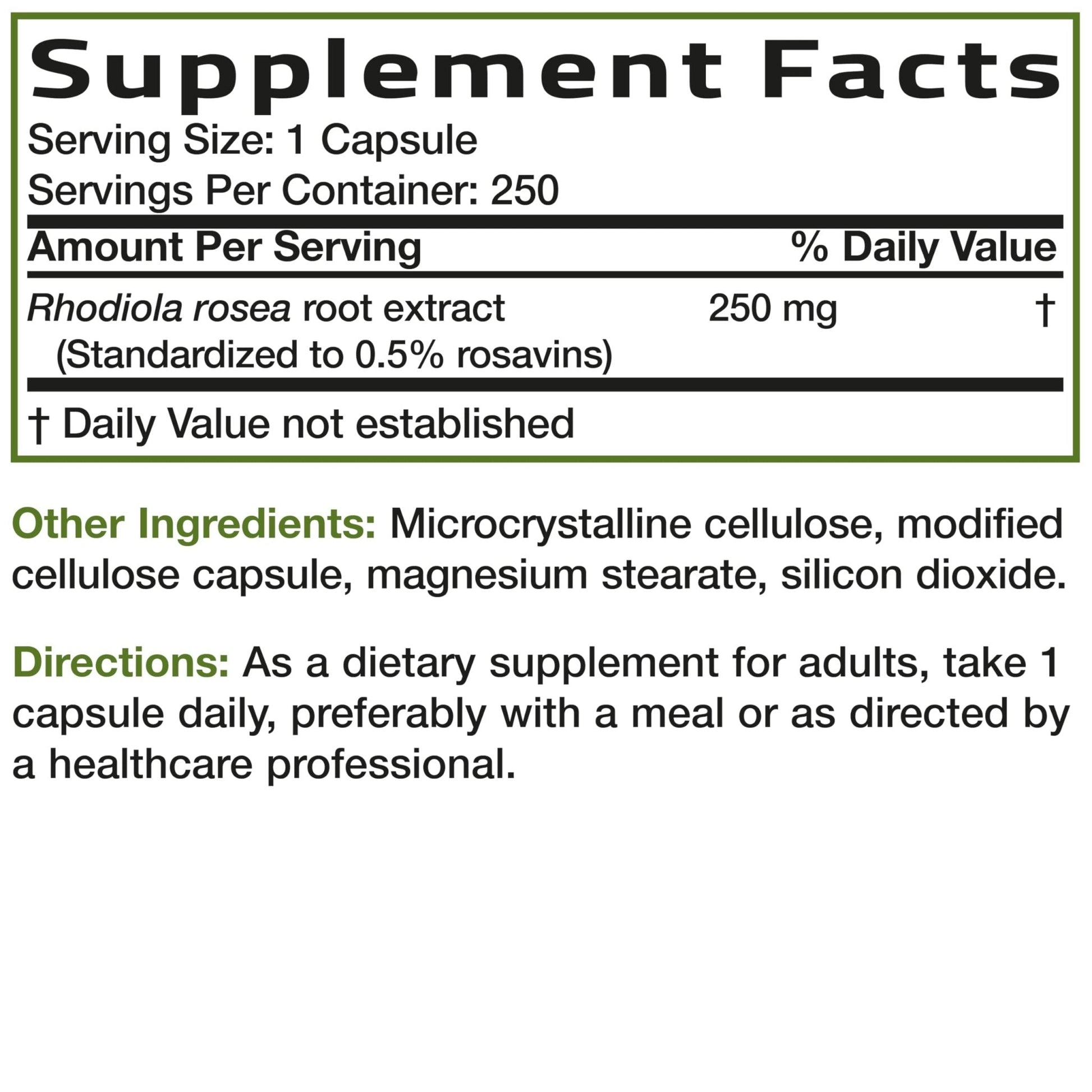Bronson Rhodiola Rosea Vegetarian Capsules - Adaptogenic Herb - Brain, Stress & Mood Support - Non-GMO, 60 Count - PrimeBioHealth - canada supplements