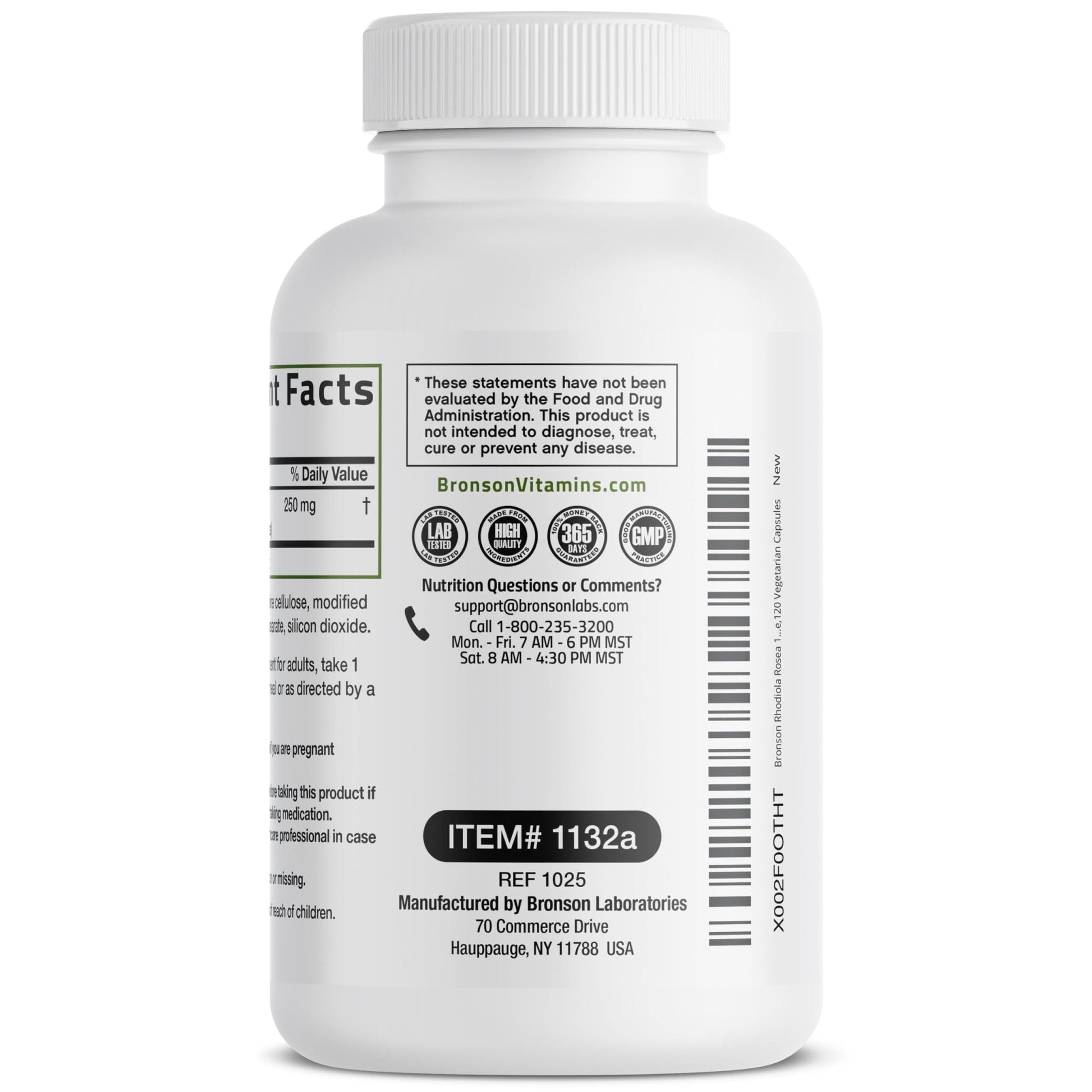 Bronson Rhodiola Rosea Vegetarian Capsules - Adaptogenic Herb - Brain, Stress & Mood Support - Non-GMO, 60 Count - PrimeBioHealth - canada supplements