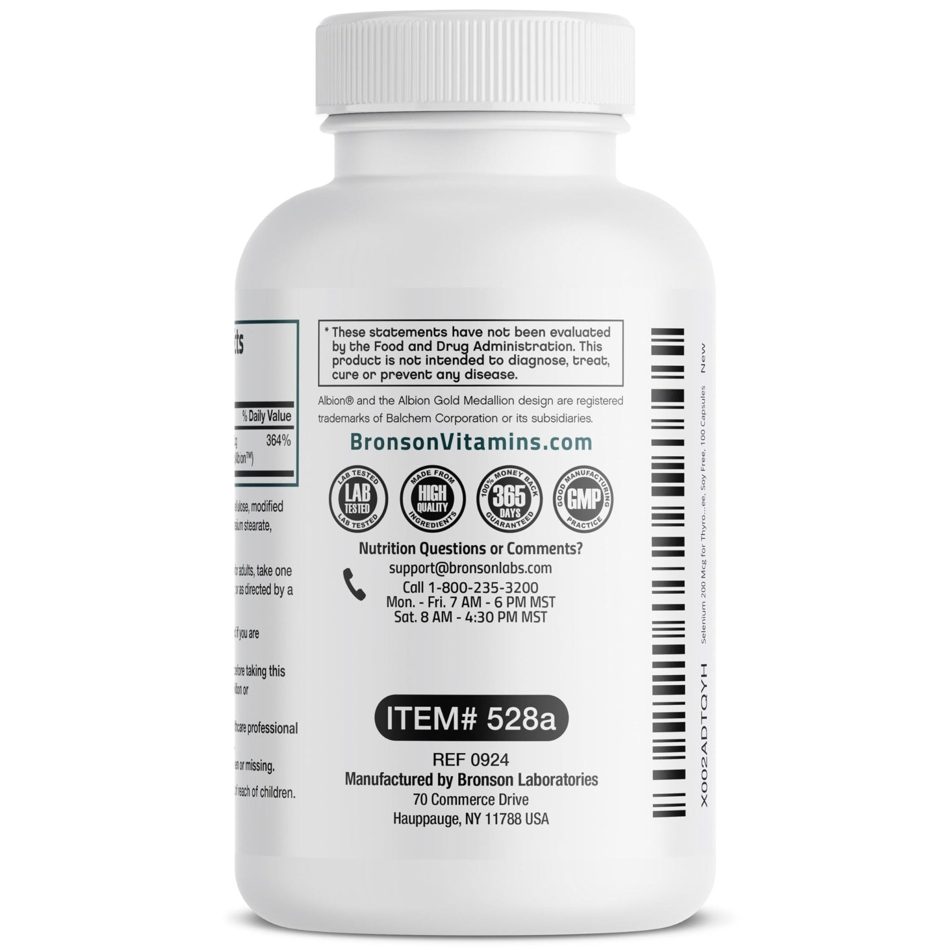Bronson Selenium 200 mcg – Yeast Free Chelated Amino Acid Complex - Essential Trace Mineral with Superior Absorption, 250 Vegetarian Capsules - PrimeBioHealth - canada supplements