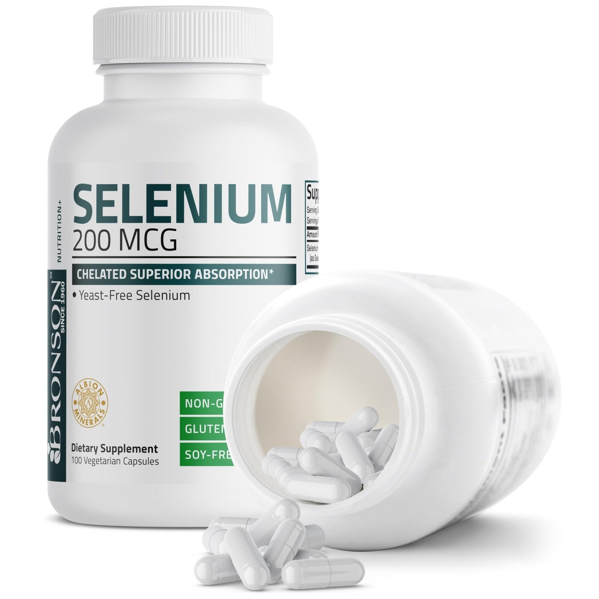 Bronson Selenium 200 mcg – Yeast Free Chelated Amino Acid Complex - Essential Trace Mineral with Superior Absorption, 250 Vegetarian Capsules - PrimeBioHealth - canada supplements