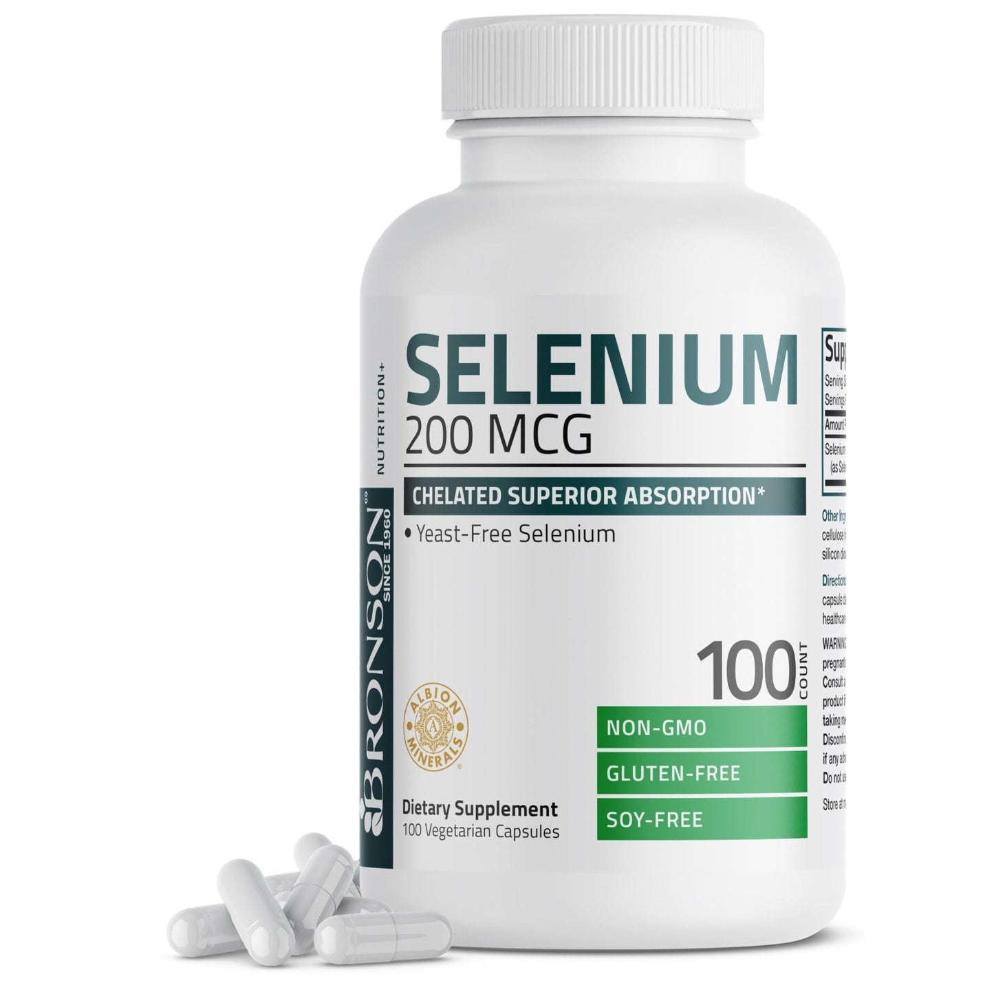 Bronson Selenium 200 mcg – Yeast Free Chelated Amino Acid Complex - Essential Trace Mineral with Superior Absorption, 250 Vegetarian Capsules - PrimeBioHealth - canada supplements