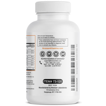 Bronson Super B Vitamin B Complex Sustained Slow Release (Vitamin B1, B2, B3, B6, B9 - Folic Acid, B12) Contains All B Vitamins 60 Tablets - PrimeBioHealth - canada supplements