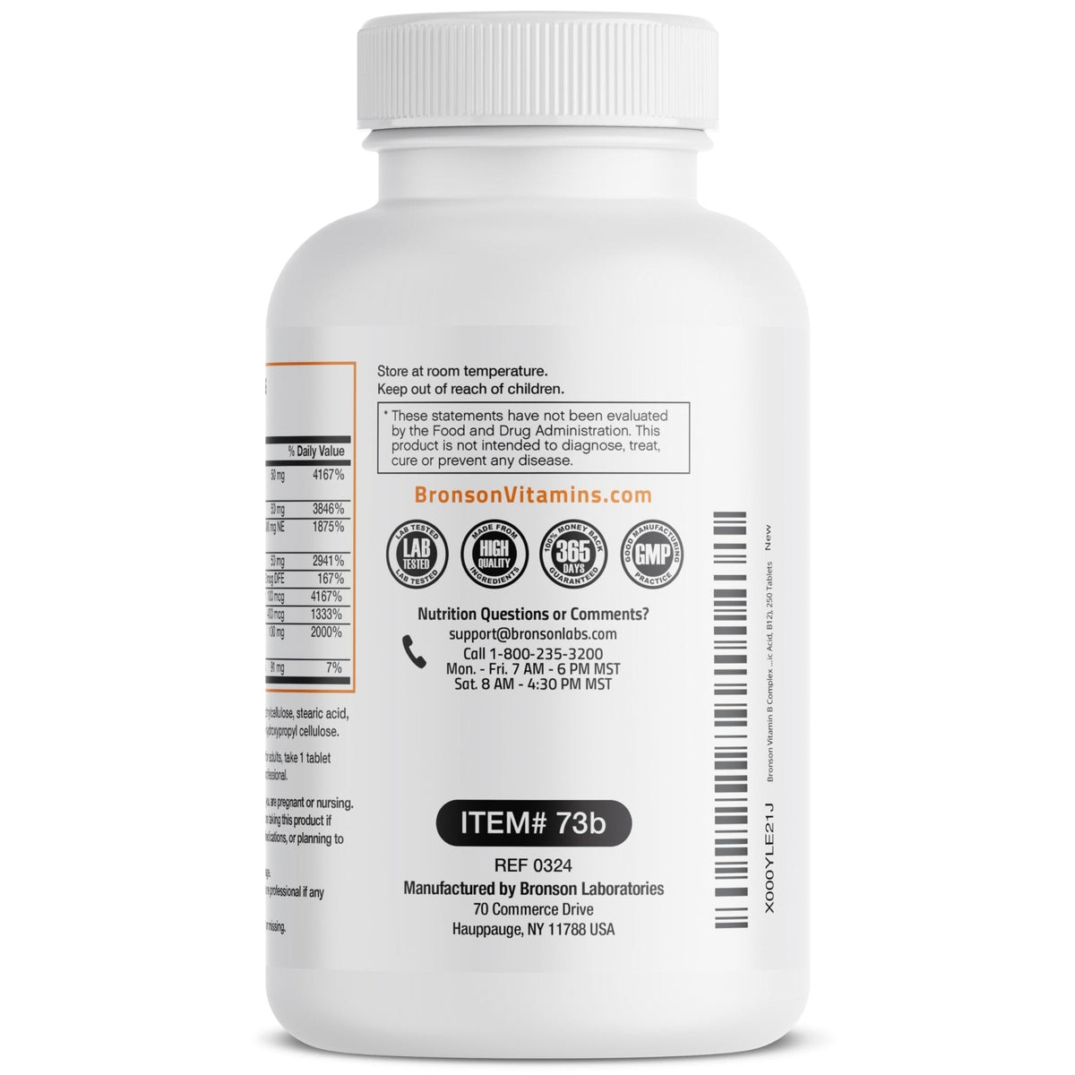 Bronson Super B Vitamin B Complex Sustained Slow Release (Vitamin B1, B2, B3, B6, B9 - Folic Acid, B12) Contains All B Vitamins 60 Tablets - PrimeBioHealth - canada supplements