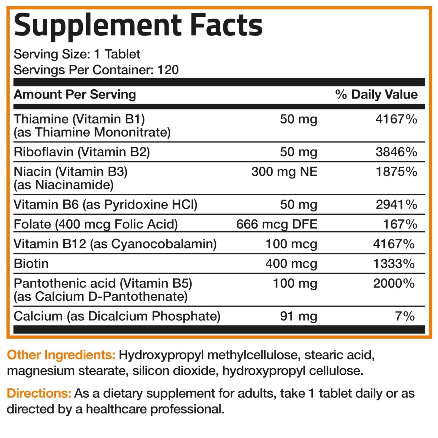 Bronson Super B Vitamin B Complex Sustained Slow Release (Vitamin B1, B2, B3, B6, B9 - Folic Acid, B12) Contains All B Vitamins 60 Tablets - PrimeBioHealth - canada supplements