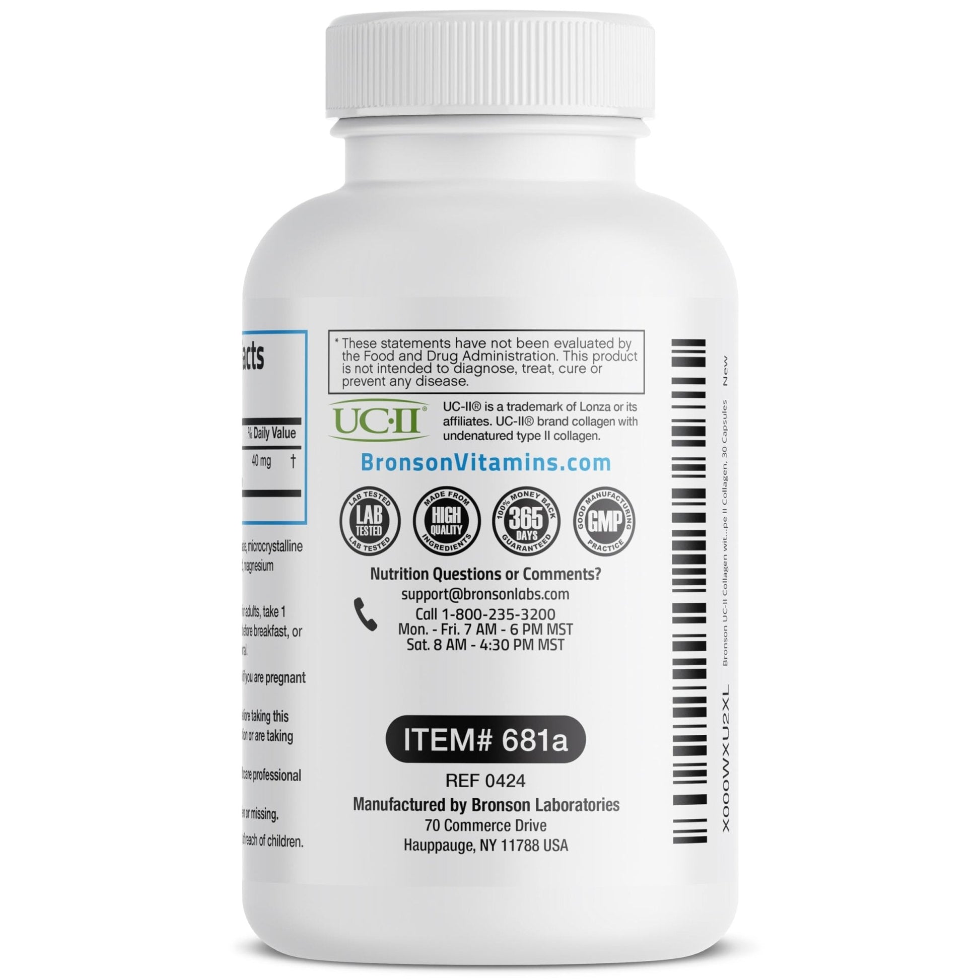 Bronson UC-II Type II Collagen with Undenatured Type II Collagen, 30 Capsules - PrimeBioHealth - canada supplements