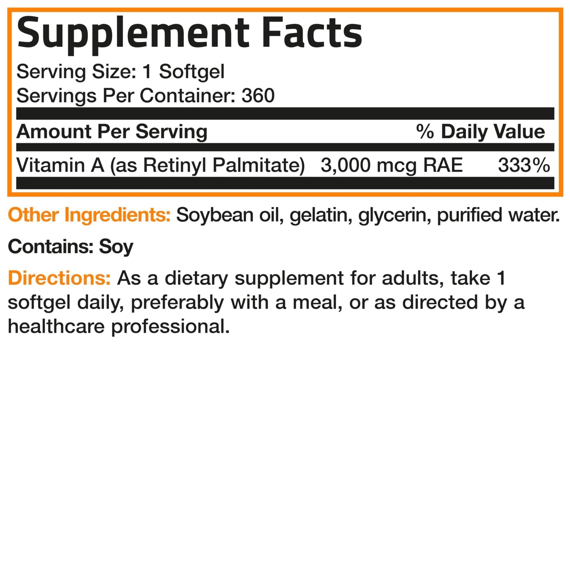 Bronson Vitamin A 10,000 IU Premium Non-GMO Formula Supports Healthy Vision & Immune System and Healthy Growth & Reproduction, 360 Softgels - PrimeBioHealth - canada supplements