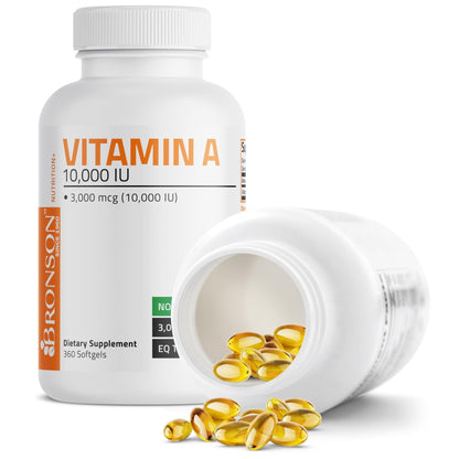 Bronson Vitamin A 10,000 IU Premium Non-GMO Formula Supports Healthy Vision & Immune System and Healthy Growth & Reproduction, 360 Softgels - PrimeBioHealth - canada supplements