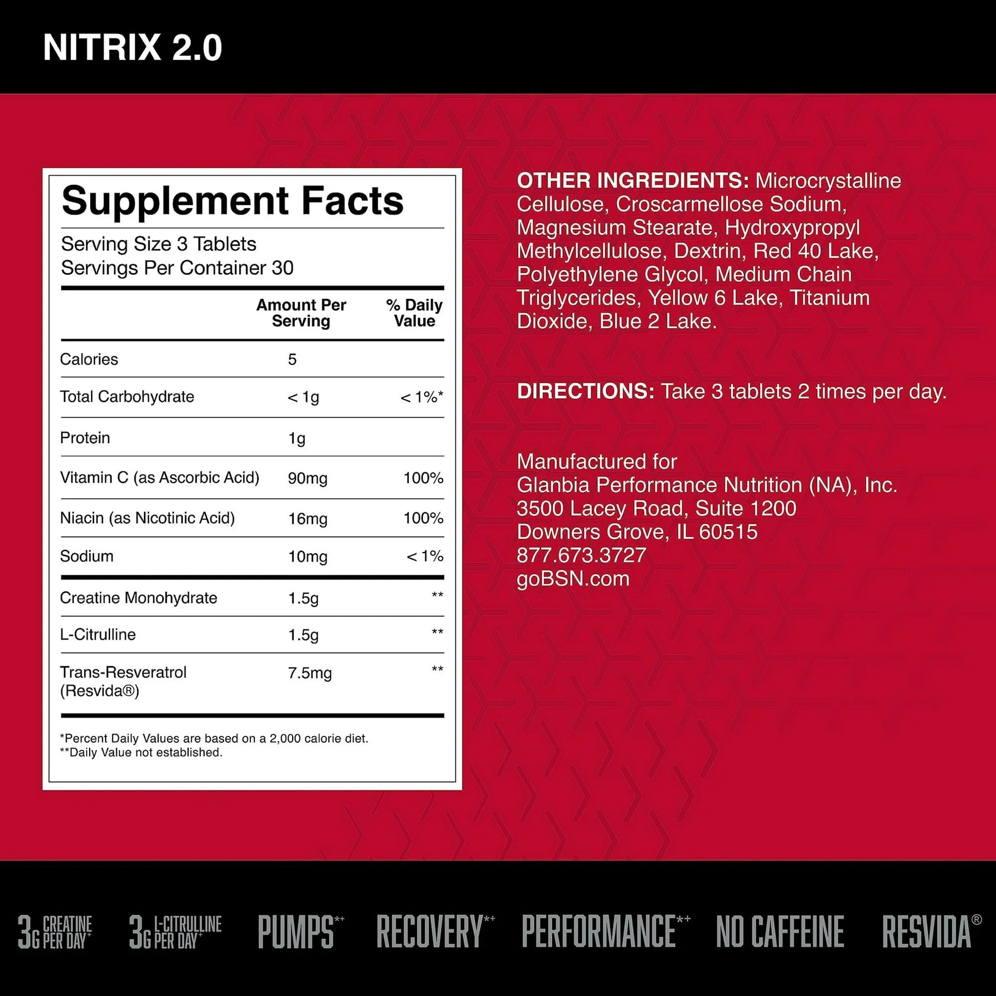 BSN NITRIX 2.0, Workout Supplement, Nitric Oxide Precursors, 3g Creatine, 3g L Citrulline, L-Citrulline, Supports Workout Performance, Pumps, Muscle Recovery - PrimeBioHealth - canada supplements