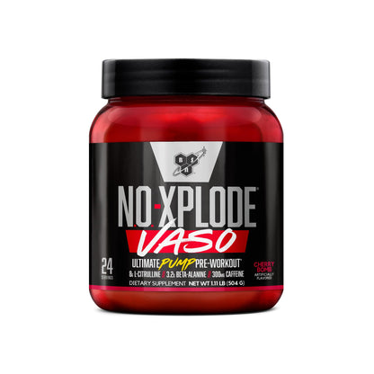 BSN N.O.-XPLODE Vaso Pre Workout Powder with 8g of L-Citrulline and 3.2g Beta-Alanine and Energy, Flavor: Cherry Bomb, 24 Servings - PrimeBioHealth - canada supplements