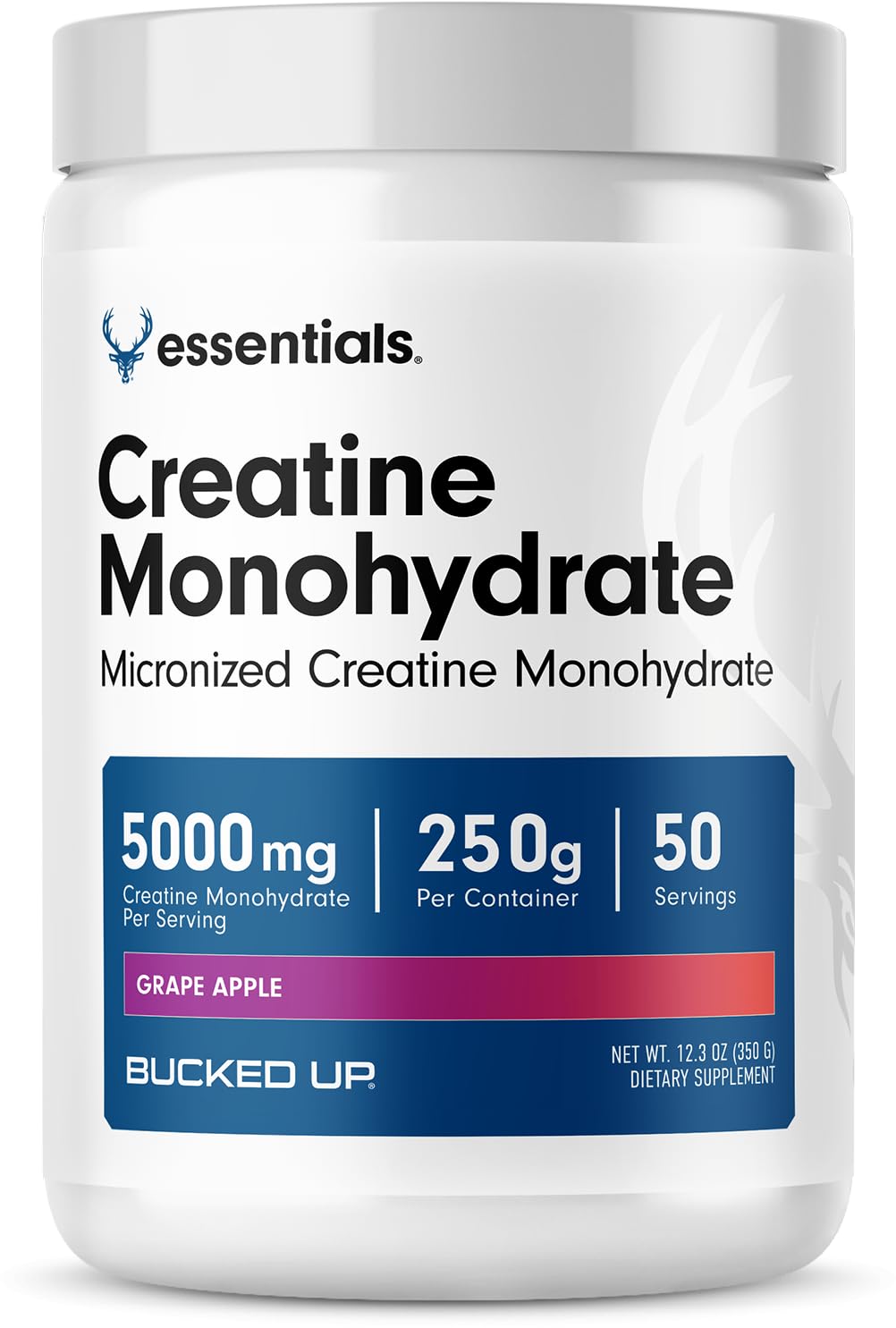 Bucked Up Grape Apple Creatine for Women and Men - Easy to Mix Vegetarian - Flavored Creatine Monohydrate Powder - Made in USA - 5G Per Serving - 50 Servings - 250 Grams Per Container - PrimeBioHealth - canada supplements