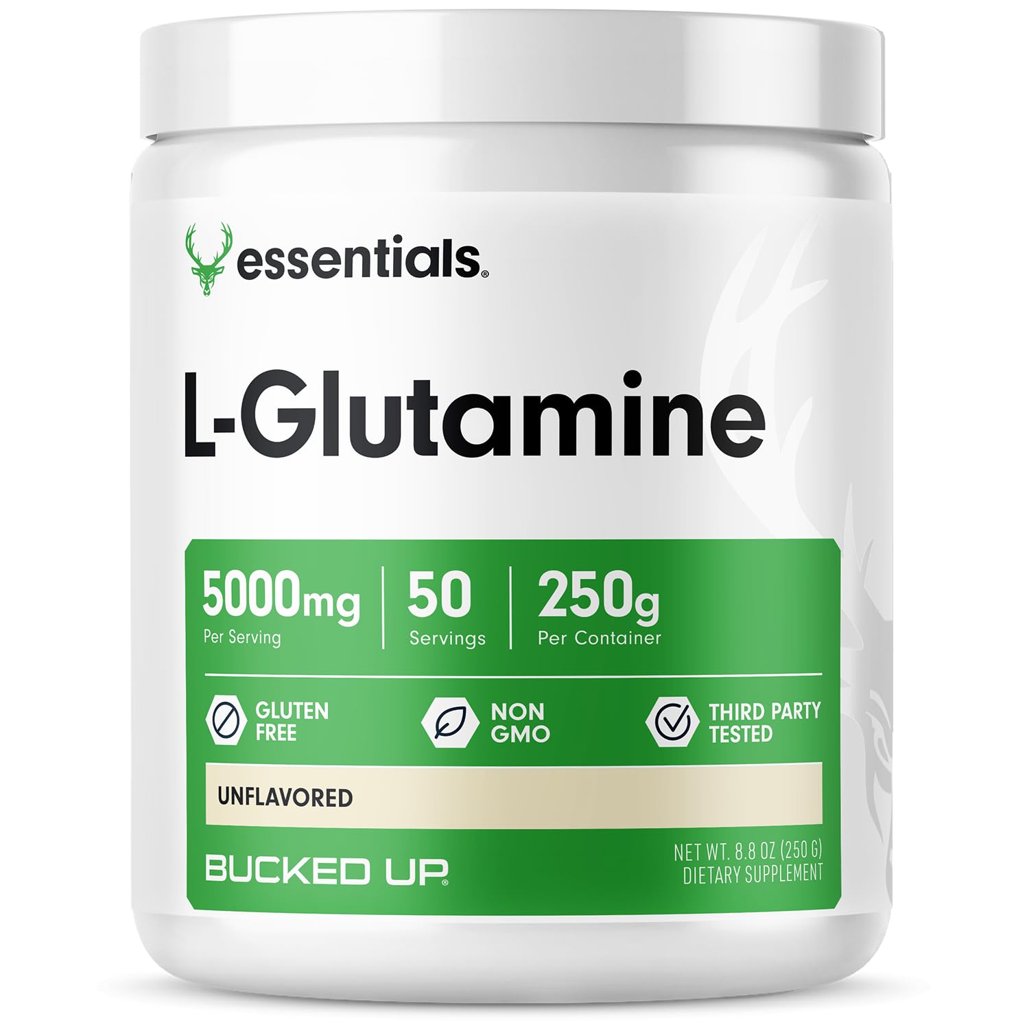 Bucked Up L-Glutamine (5000mg), Essentials (50 Servings, 250 Grams) - PrimeBioHealth - canada supplements