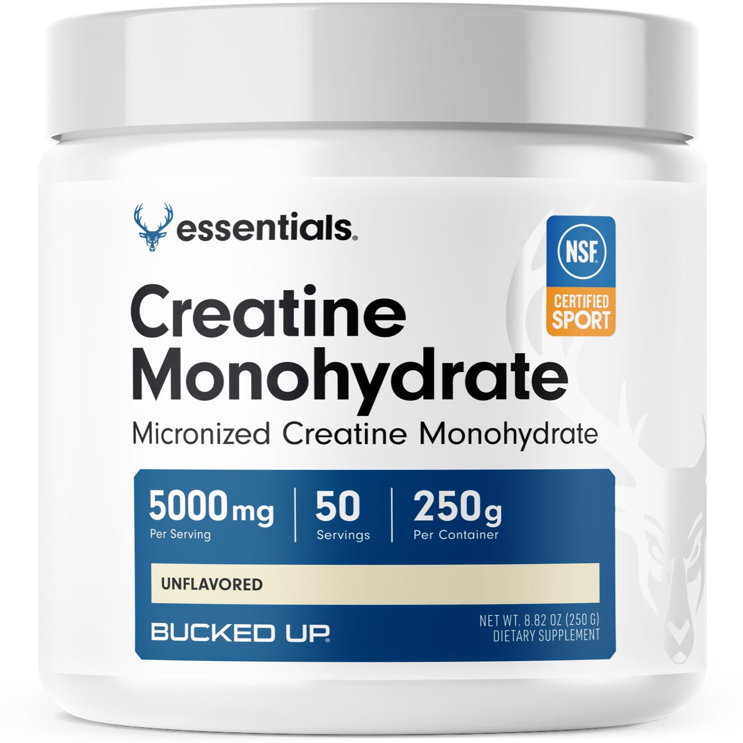 Bucked Up Pure Micronized Creatine Monohydrate for Women and Men - Easy to Mix and Unflavored - 5G Per Serving - PrimeBioHealth - canada supplements