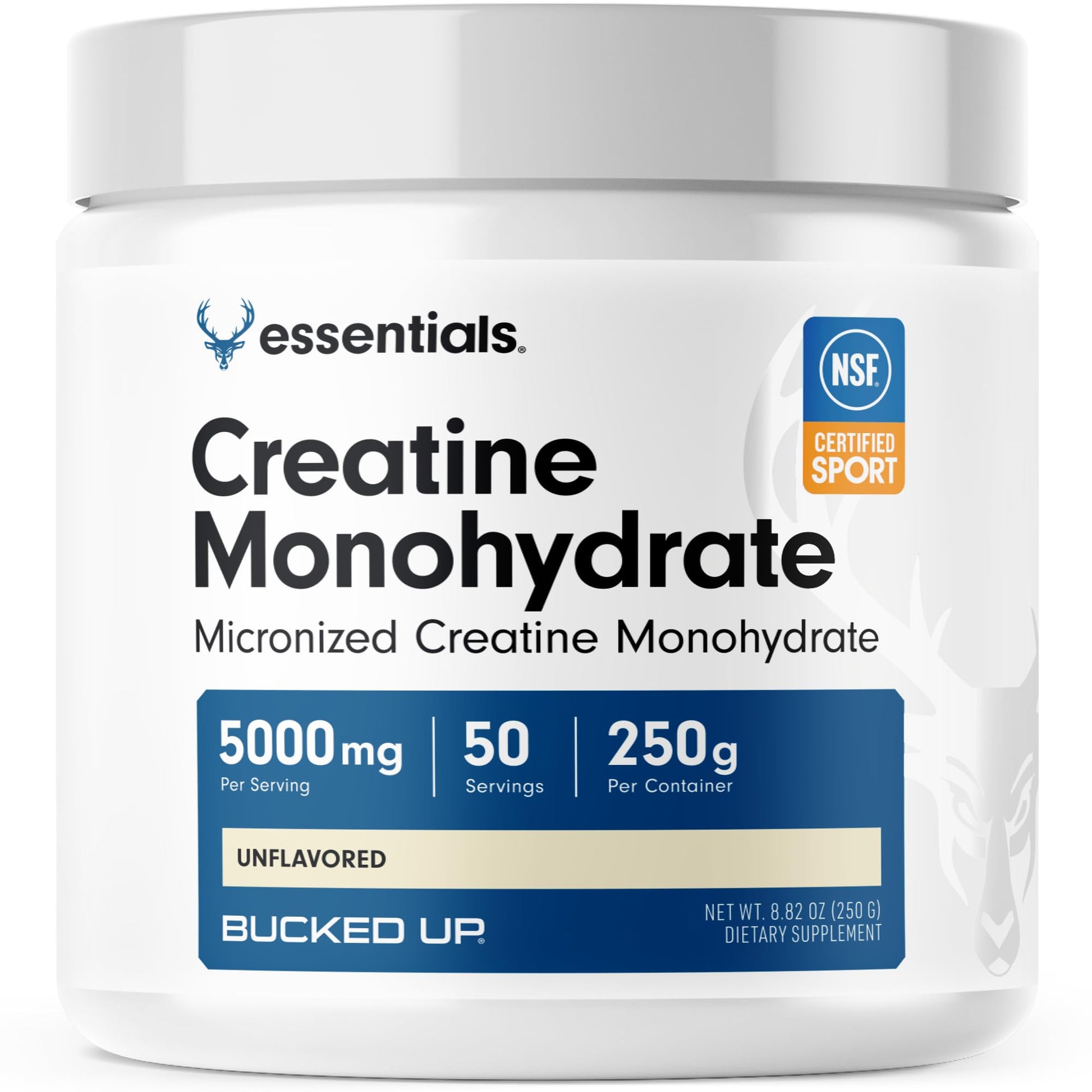 Bucked Up Pure Micronized Creatine Monohydrate for Women and Men - Easy to Mix and Unflavored - 5G Per Serving - PrimeBioHealth - canada supplements