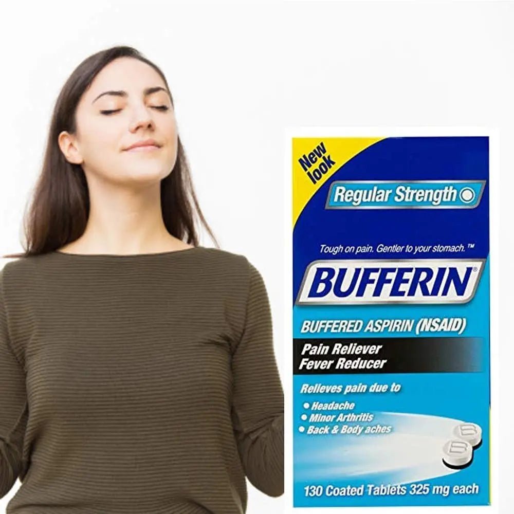 Bufferin Buffered Aspirin (NSAID) Coated Tablets Pain Reliever/Fever Reducer 130 ea (Pack of 3) - PrimeBioHealth - canada supplements
