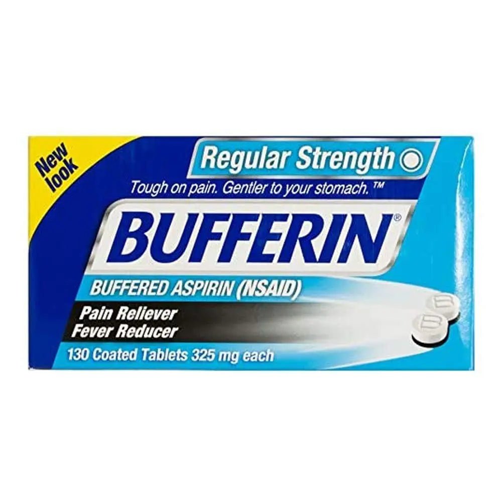 Bufferin Buffered Aspirin (NSAID) Coated Tablets Pain Reliever/Fever Reducer 130 ea (Pack of 3) - PrimeBioHealth - canada supplements