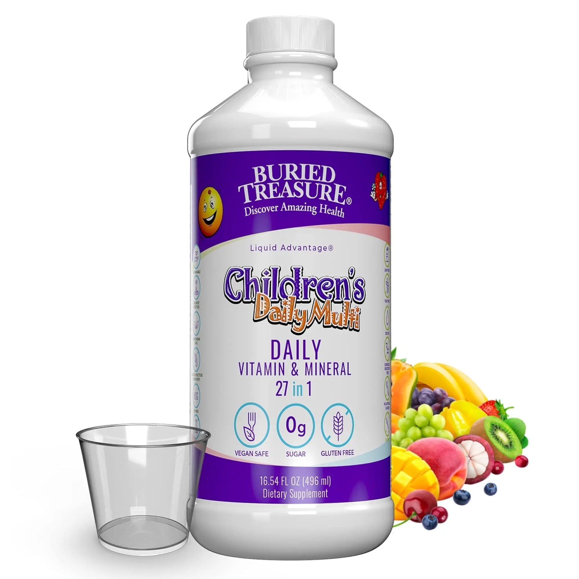 Buried Treasure Children's Daily Multi Liquid Multivitamin & Minerals Nutritional Dietary Vegan Supplement for Kids No Artificial Ingredients - PrimeBioHealth - canada supplements