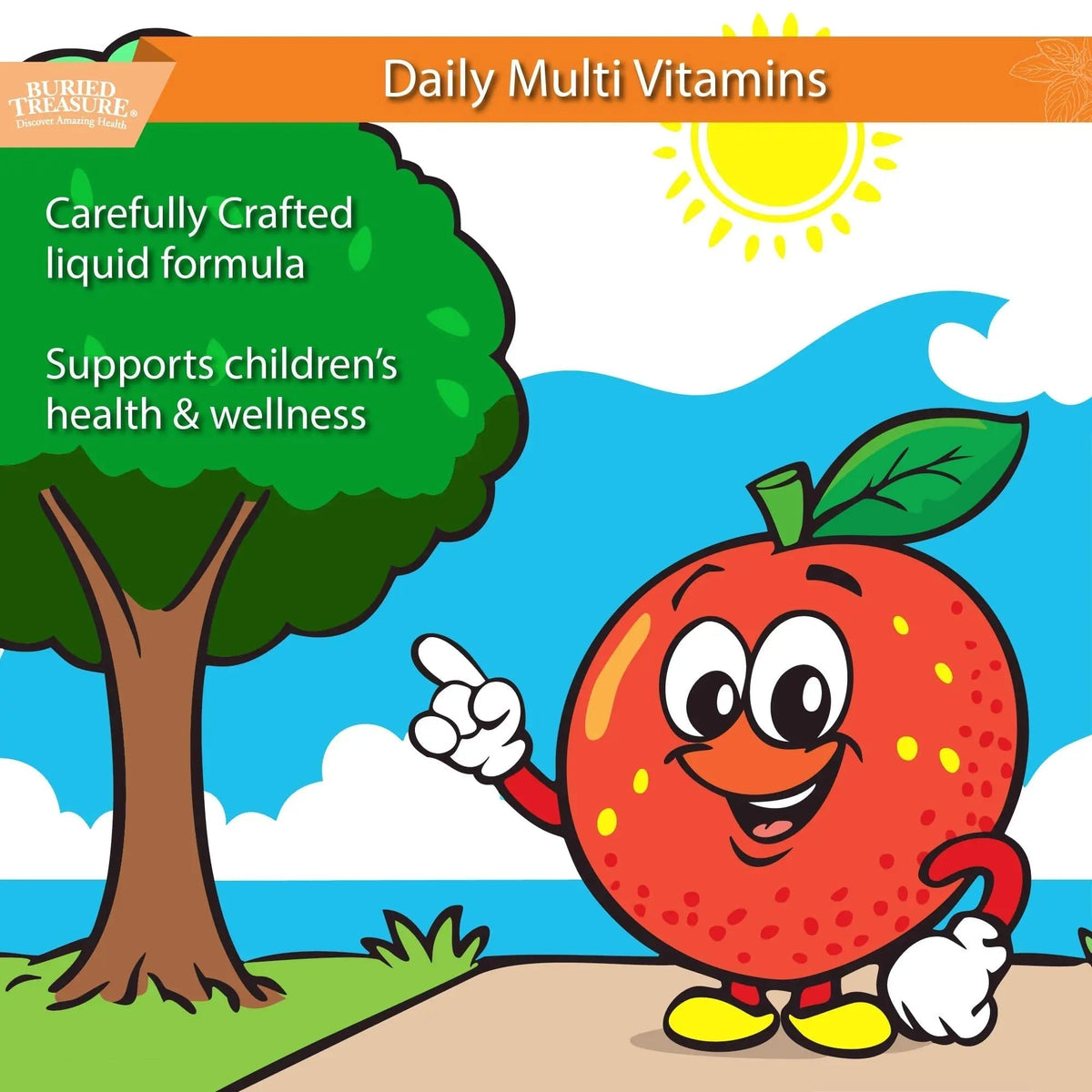 Buried Treasure Children's Daily Multi Liquid Multivitamin & Minerals Nutritional Dietary Vegan Supplement for Kids No Artificial Ingredients - PrimeBioHealth - canada supplements