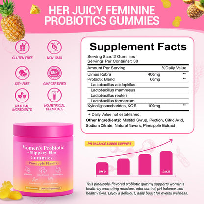 BURMINY Her Juicy Feminine Probiotics Gummies, Premium Feminine Balance Probiotics with Slippery Elm for Women's pH Balance and Freshness – Support Daily Wellness - PrimeBioHealth - canada supplements