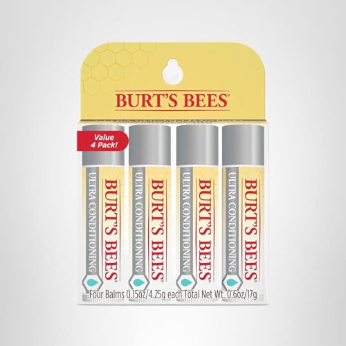 Burt's Bees Lip Balm, Moisturizing Lip Care, 100% Natural Origin, Ultra Conditioning with Shea, Cocoa & Kokum Butter (4 Pack) - PrimeBioHealth - canada supplements