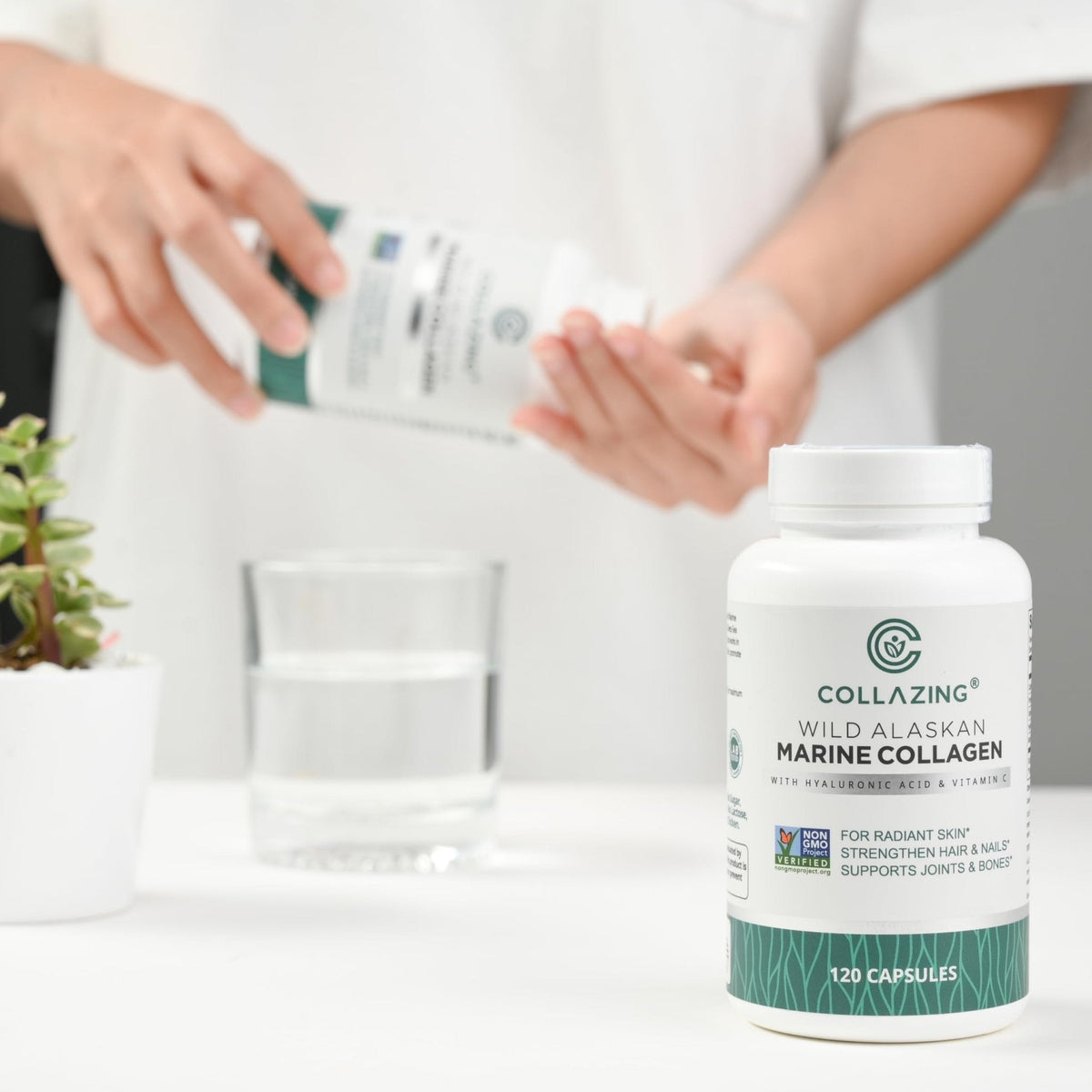 C COLLAZING - Alaskan Wild-Caught Marine Collagen Peptides with Hyaluronic Acid & Vitamin C - Supports Skin, Hair, Nails, Joints & Bones - Type 1 & 3 Collagen - PrimeBioHealth - canada supplements