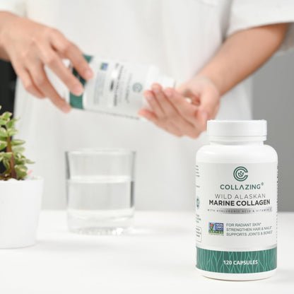 C COLLAZING - Alaskan Wild-Caught Marine Collagen Peptides with Hyaluronic Acid & Vitamin C - Supports Skin, Hair, Nails, Joints & Bones - Type 1 & 3 Collagen - PrimeBioHealth - canada supplements