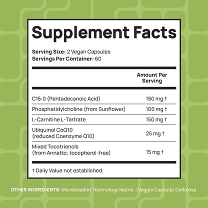 C15:0 Pentadecanoic Acid Supplement | Longevity, Cellular & Membrane Support, Micro-Granule Enhanced Absorption, Phosphatidylcholine, L-Carnitine, - PrimeBioHealth - canada supplements