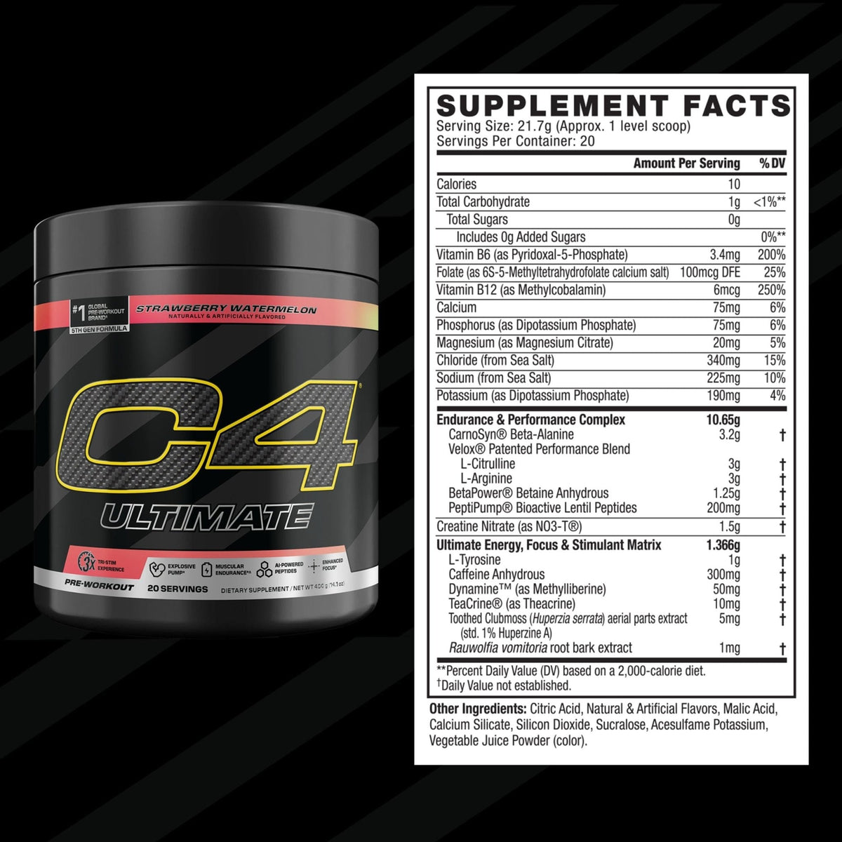 C4 Ultimate Pre Workout Powder Watermelon - Sugar Free Preworkout Energy Supplement for Men & Women - 300mg Caffeine + 3.2g Beta Alanine - PrimeBioHealth - canada supplements