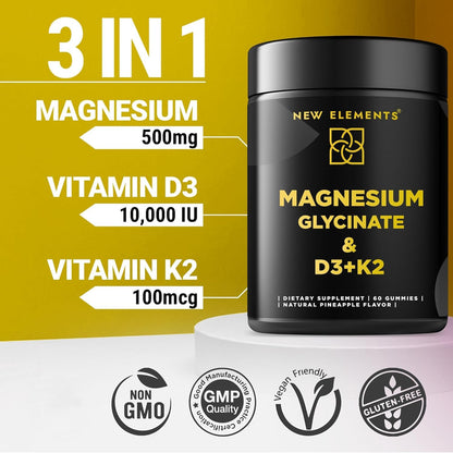 Calm Magnesium Glycinate Gummies 500mg with High-Potency Vitamin D3 10000iu & Vitamin K2 100mcg | Stress Relief, Relaxation & Bone Support for Adults - PrimeBioHealth - canada supplements