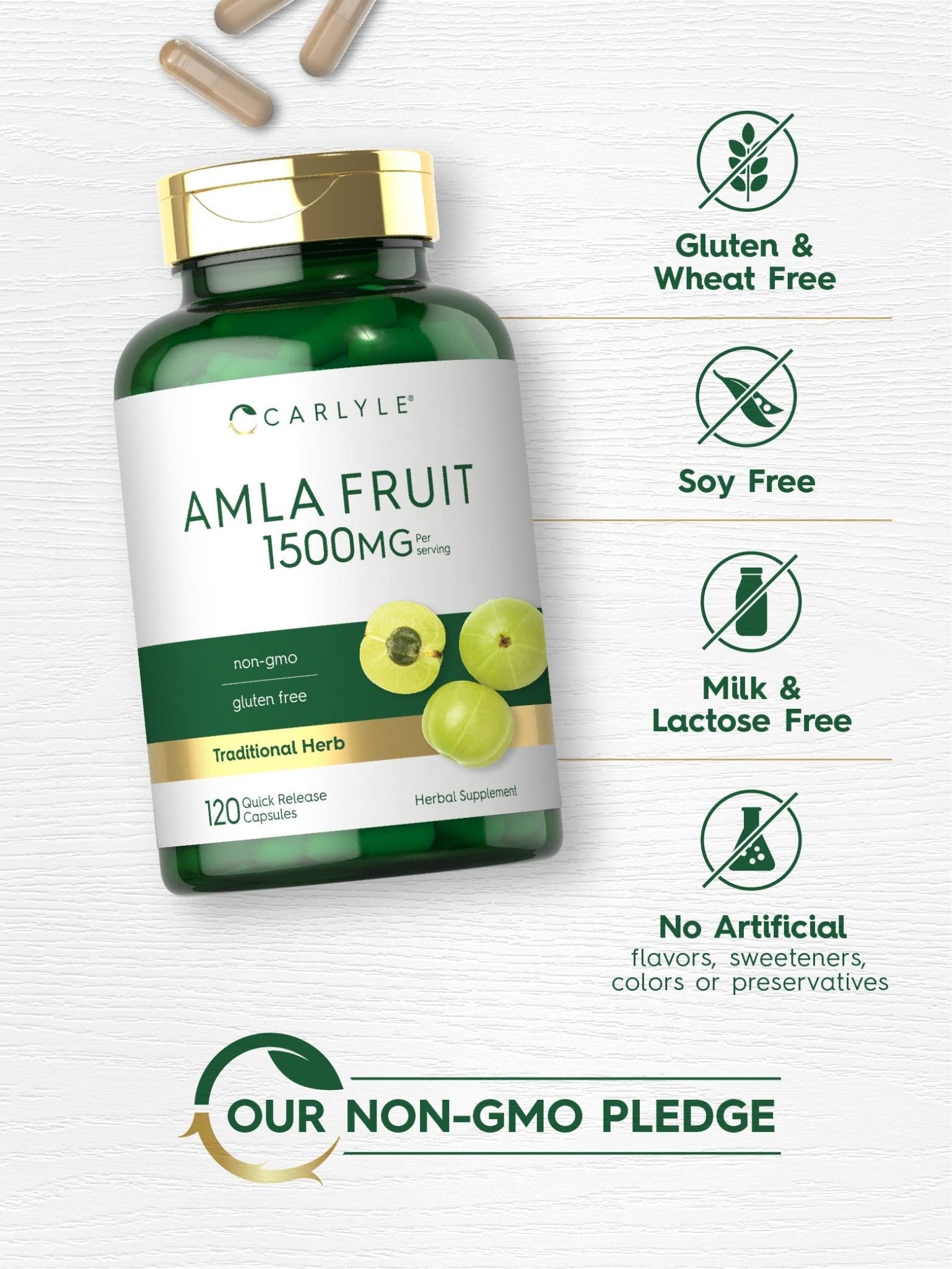 Carlyle Amla Capsules 1500mg | 120 Count | Amalaki Fruit | Herbal Extract Supplement | Non-GMO and Gluten Free - PrimeBioHealth - canada supplements