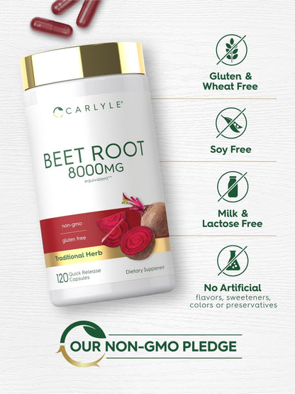 Carlyle Beet Root Capsules | 120 Count | Quick Release Capsules | Non-GMO and Gluten Free Supplement - PrimeBioHealth - canada supplements
