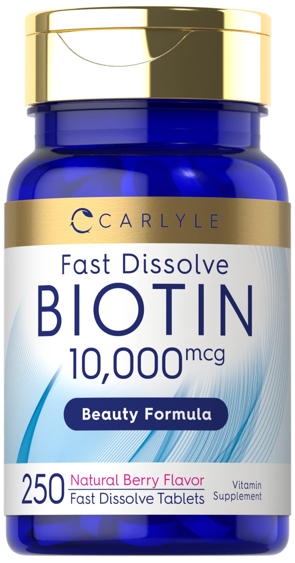Carlyle Biotin 10000mcg | 250 Fast Dissolve Tablets | Max Strength | Vegetarian, Non-GMO, Gluten Free Supplement - PrimeBioHealth - canada supplements
