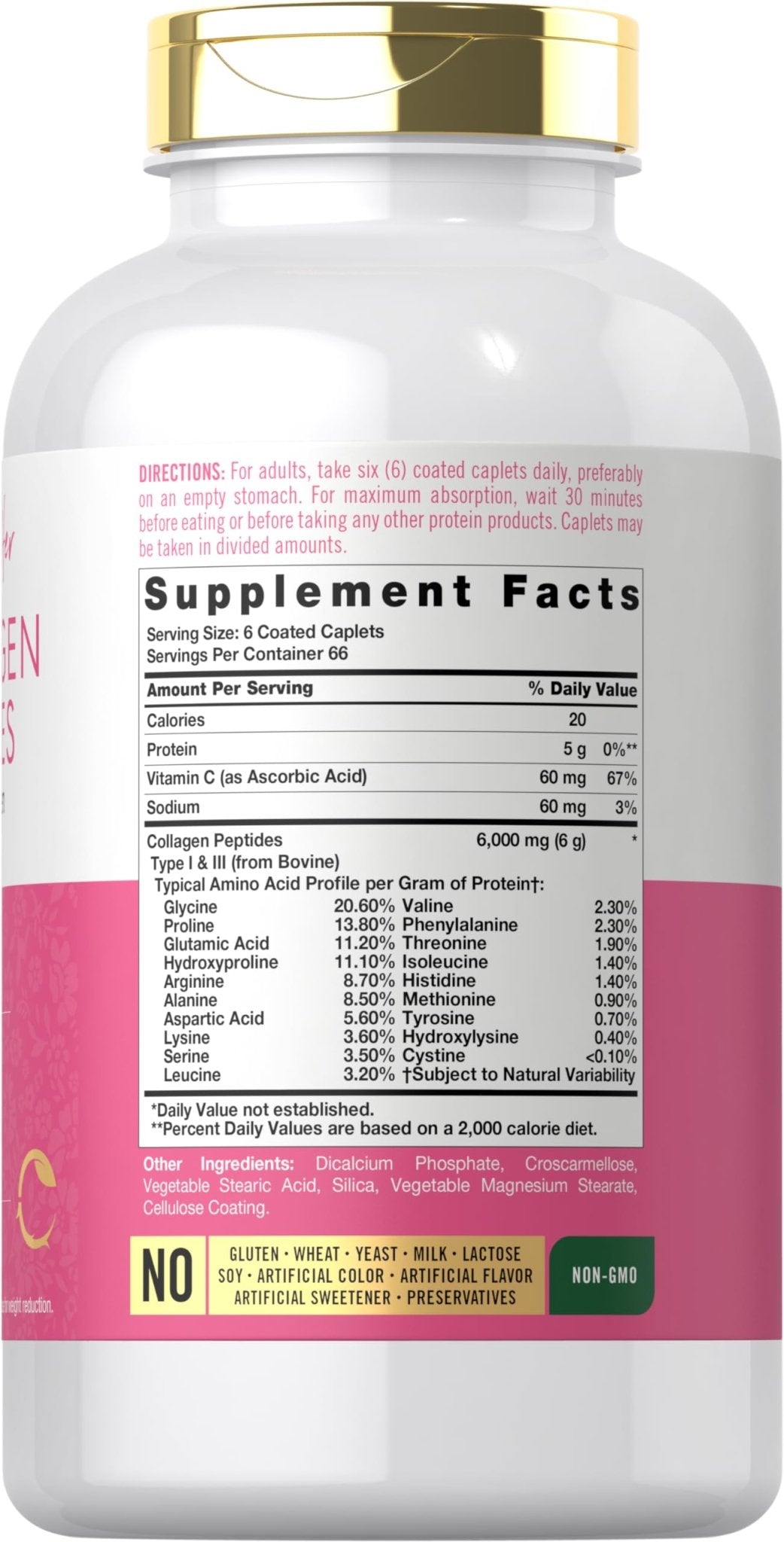 Carlyle Collagen Peptides 6000mg | 400 Caplets | with Vitamin C | Type 1 and 3 | Non-GMO, Gluten Free, Grass Fed Supplement - PrimeBioHealth - canada supplements