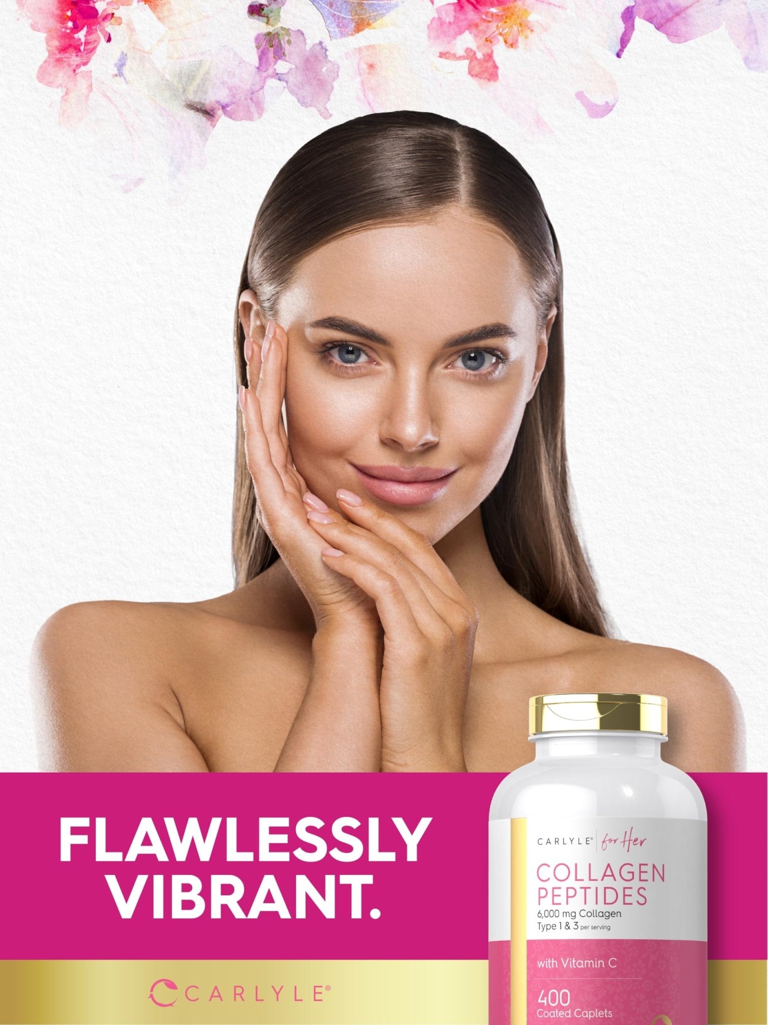 Carlyle Collagen Peptides 6000mg | 400 Caplets | with Vitamin C | Type 1 and 3 | Non-GMO, Gluten Free, Grass Fed Supplement - PrimeBioHealth - canada supplements