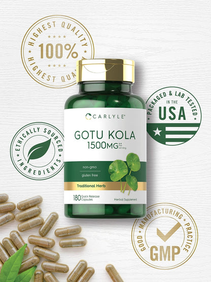 Carlyle Gotu Kola Capsules | 180 Count | Non-GMO, Gluten Free | Traditional Herb Extract - PrimeBioHealth - canada supplements