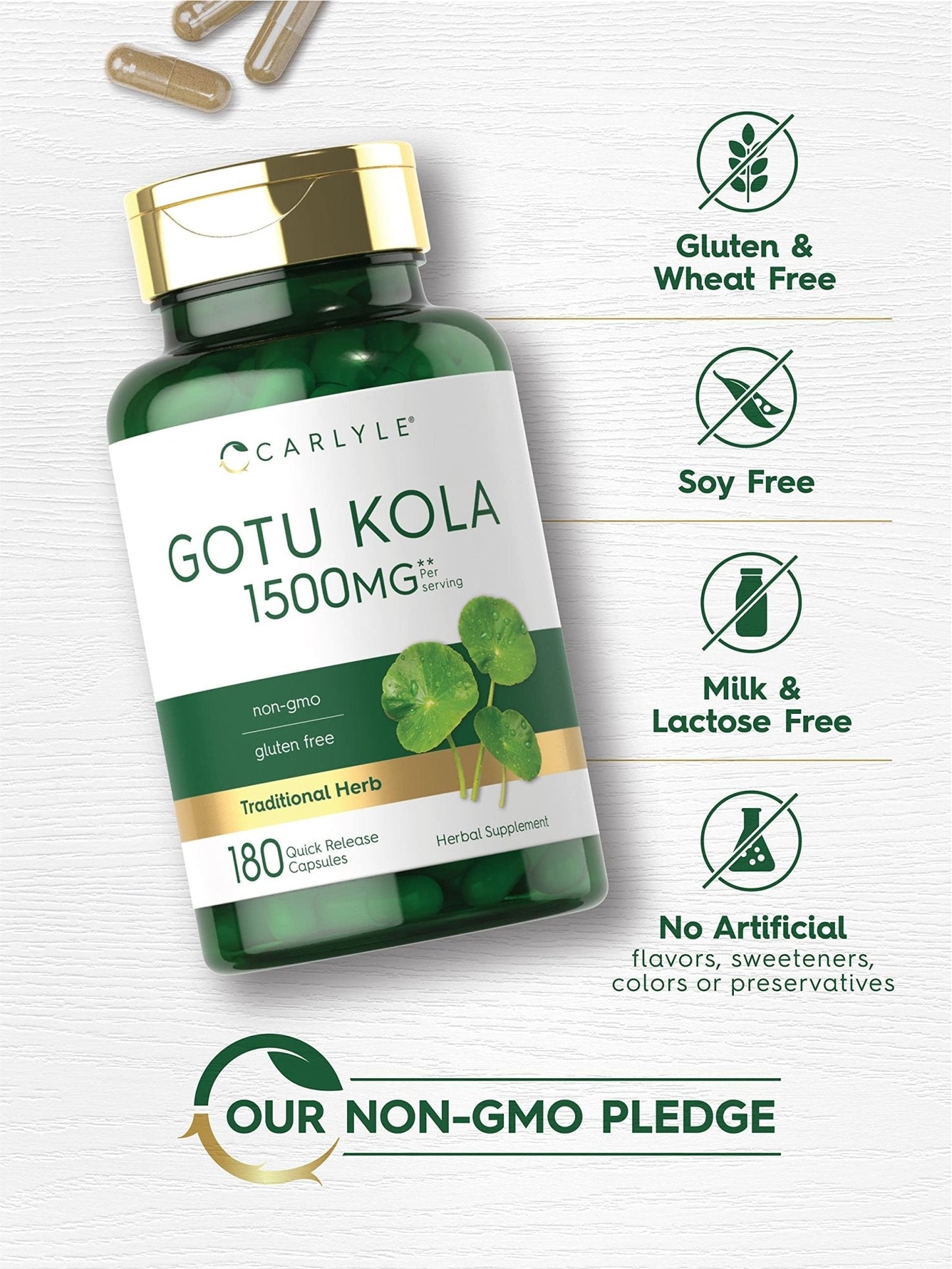 Carlyle Gotu Kola Capsules | 180 Count | Non-GMO, Gluten Free | Traditional Herb Extract - PrimeBioHealth - canada supplements
