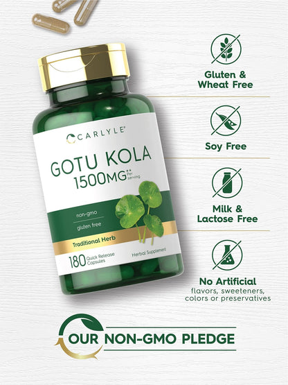 Carlyle Gotu Kola Capsules | 180 Count | Non-GMO, Gluten Free | Traditional Herb Extract - PrimeBioHealth - canada supplements