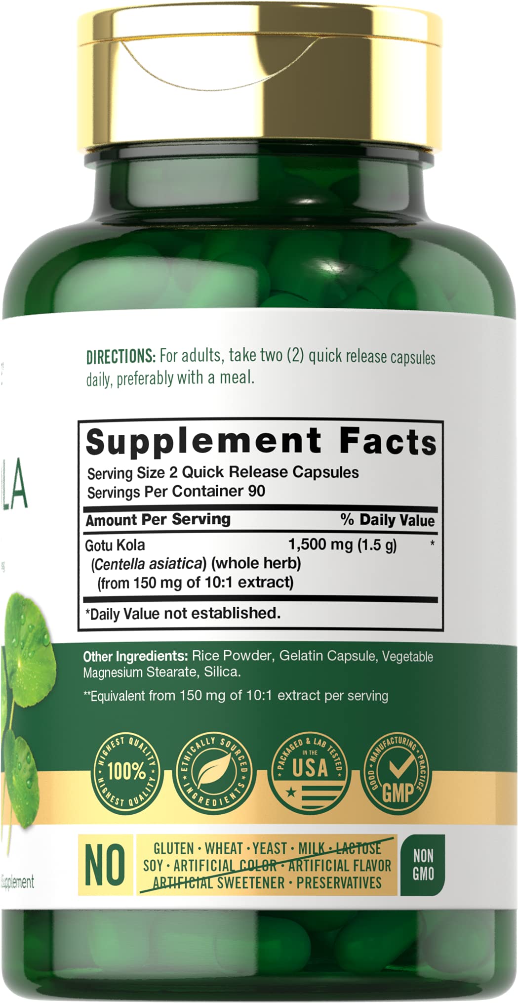 Carlyle Gotu Kola Capsules | 180 Count | Non-GMO, Gluten Free | Traditional Herb Extract - PrimeBioHealth - canada supplements