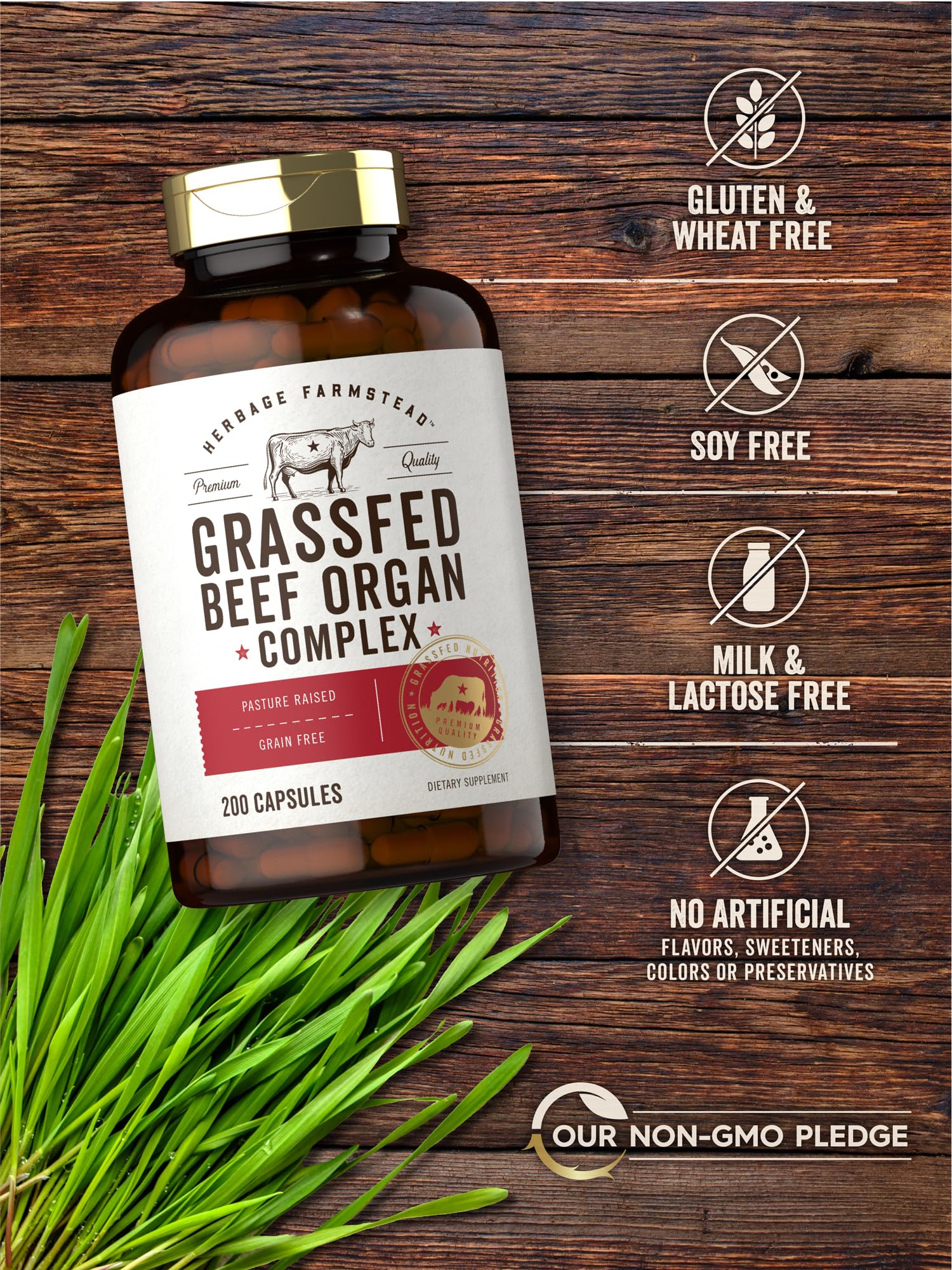 Carlyle Grass Fed Beef Organ Complex | 200 Capsules | Pasture Raised, Grain Free Supplement | with Desiccated Liver, Kidney, Pancreas, Heart, Spleen - PrimeBioHealth - canada supplements