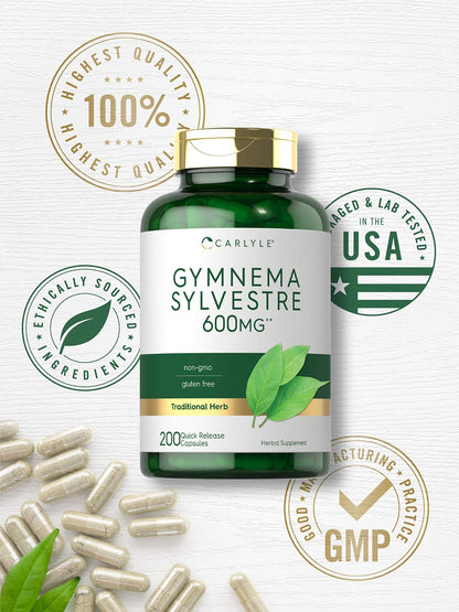 Carlyle Gymnema Sylvestre Capsules | 200 Count | Non-GMO and Gluten Free Supplement - PrimeBioHealth - canada supplements