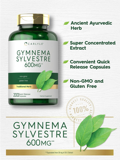 Carlyle Gymnema Sylvestre Capsules | 200 Count | Non-GMO and Gluten Free Supplement - PrimeBioHealth - canada supplements