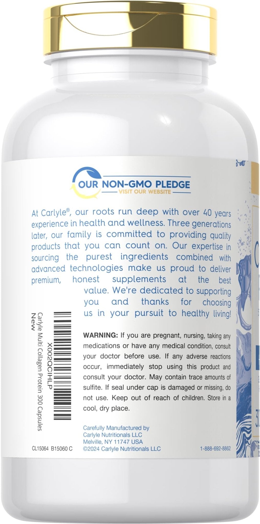Carlyle Multi Collagen Protein Capsules 2000mg | 300 Count | Type I, II, III, V, X | Collagen Peptide Pills | Keto & Paleo Friendly - PrimeBioHealth - canada supplements