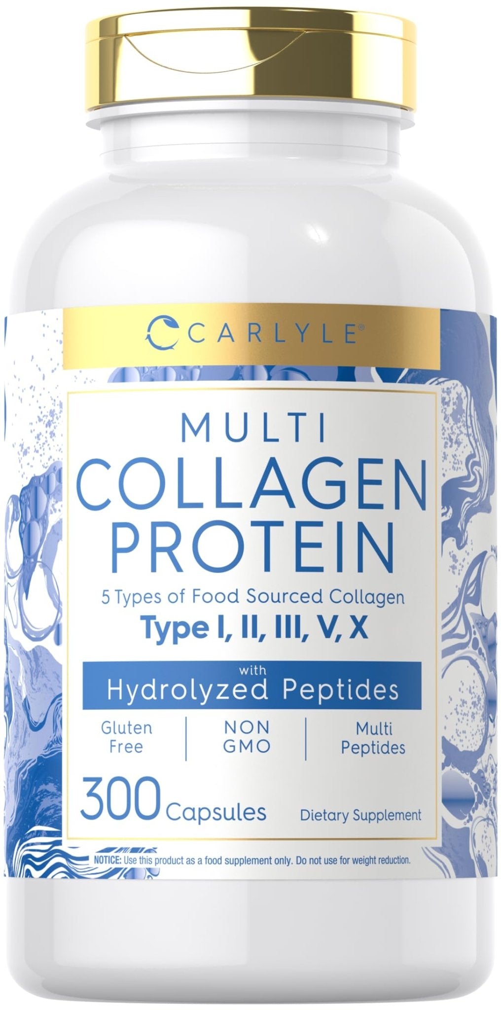 Carlyle Multi Collagen Protein Capsules 2000mg | 300 Count | Type I, II, III, V, X | Collagen Peptide Pills | Keto & Paleo Friendly - PrimeBioHealth - canada supplements